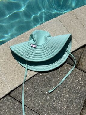 RuffleButts Mint Green Sun Hat with Wide Quilted Brim 0-12m